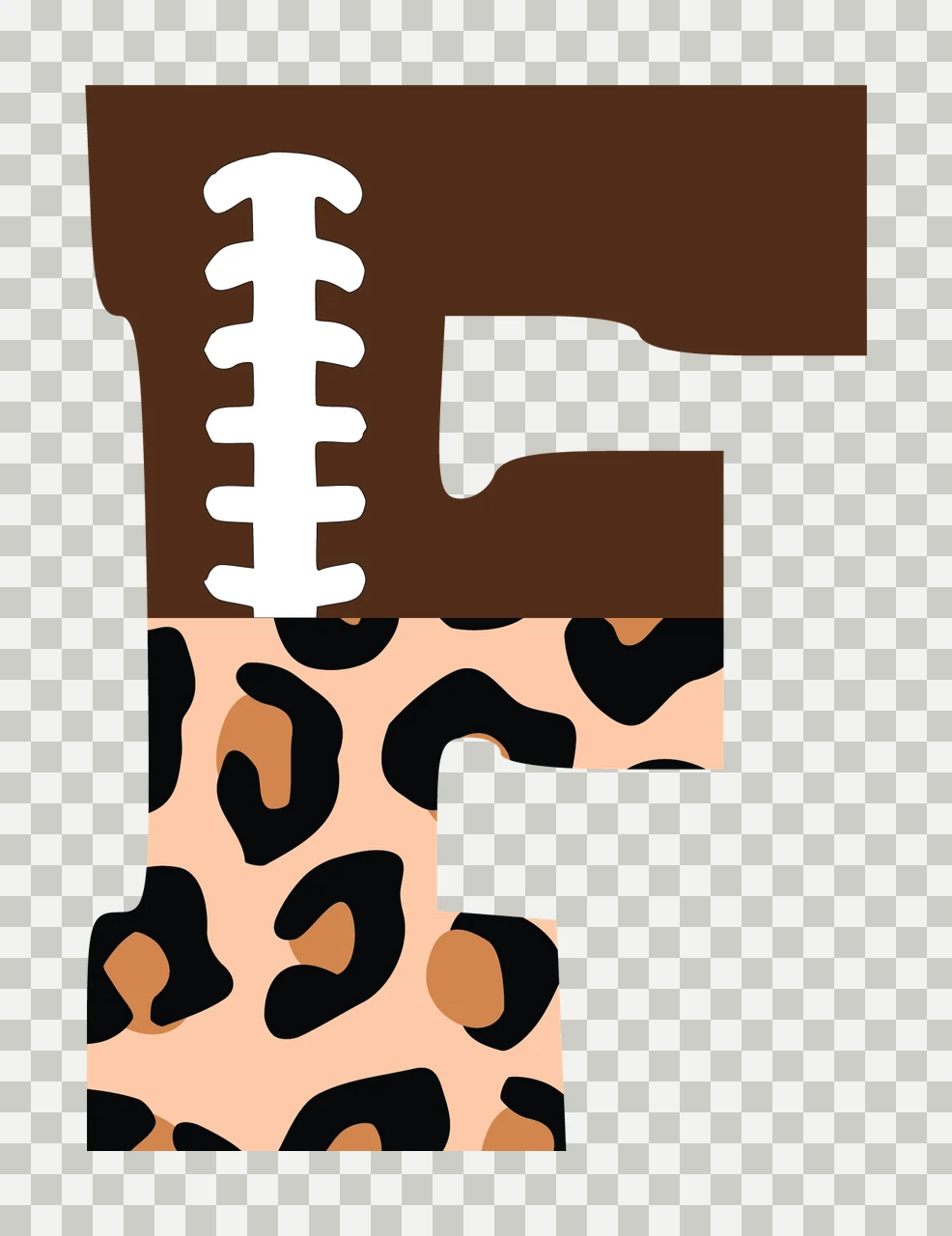F Letter Pattern Split With Lacing And Leopard transparency and detail preview thumbnail