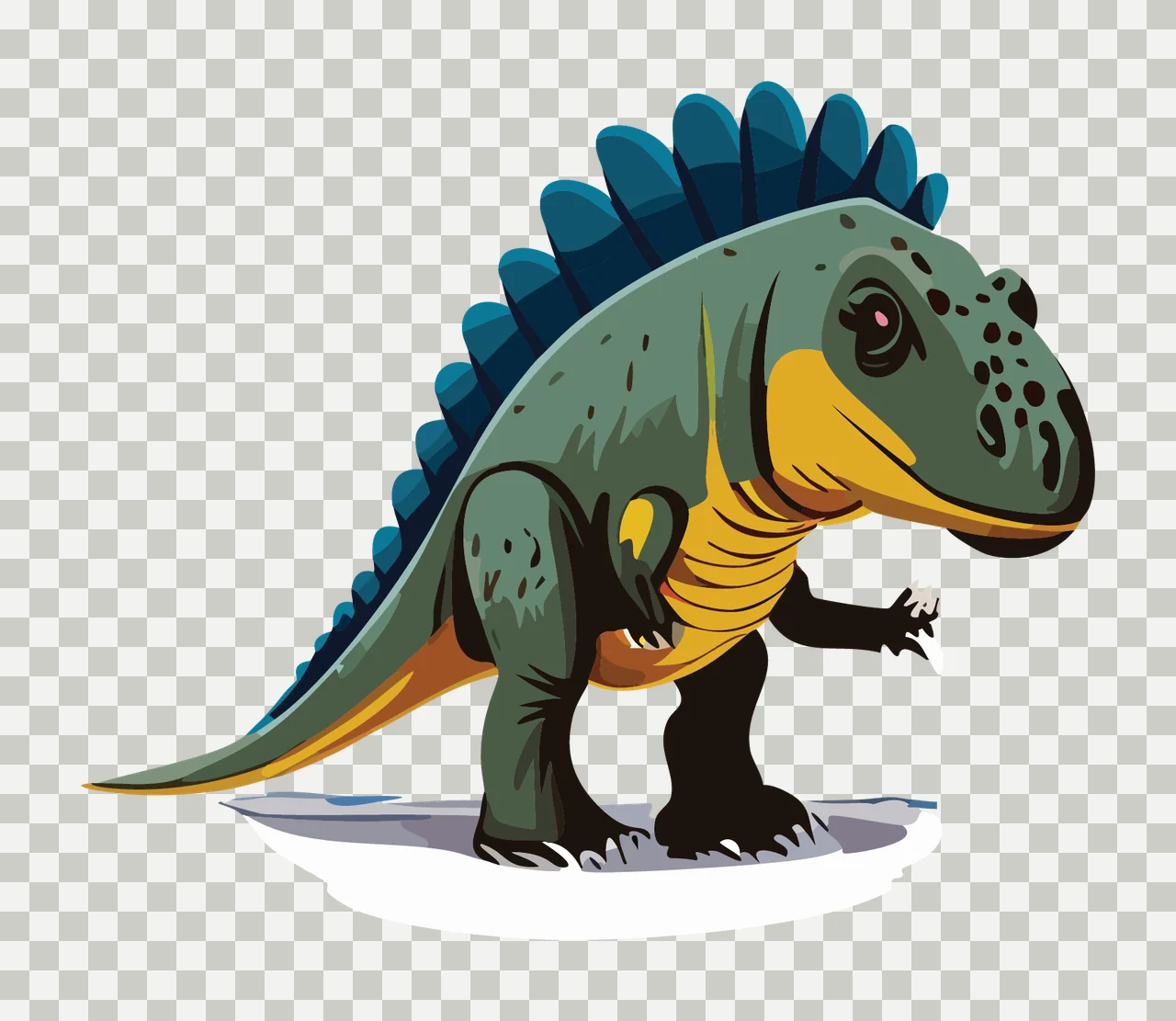 Dinosaur Silhouette With Spiked Back standing spikes tail claws transparency and detail preview thumbnail