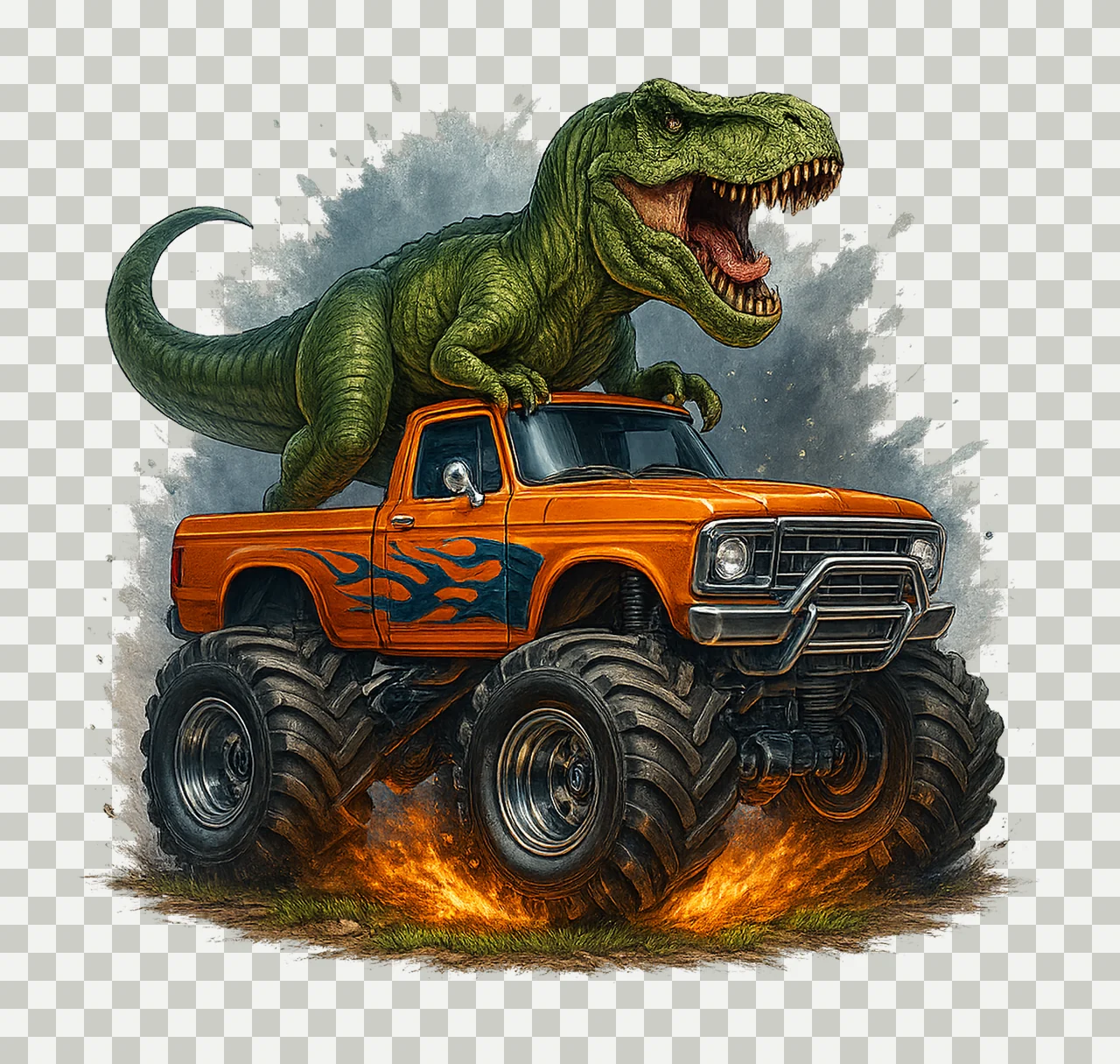 Dinosaur Monster Truck Rex Artwork Sublimation Design Kids transparency and detail preview thumbnail
