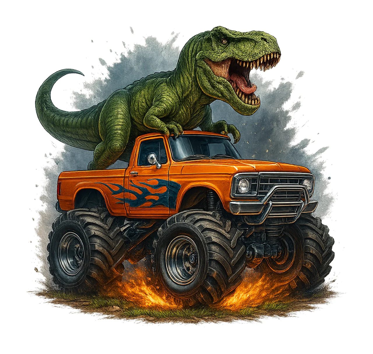 Dinosaur Monster Truck Rex Artwork Sublimation Design Kids