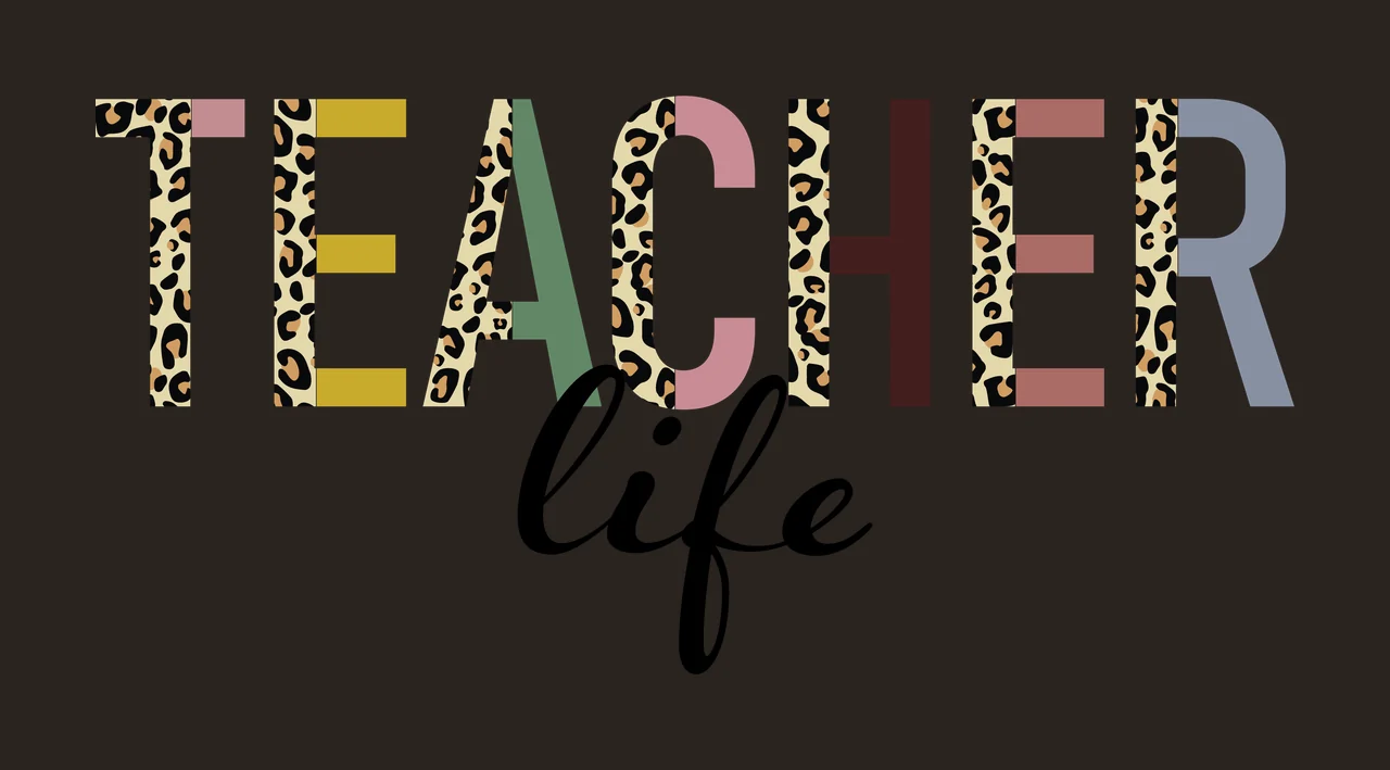 Teacher Life Typography Black Text minimalist graphic white contrast preview thumbnail