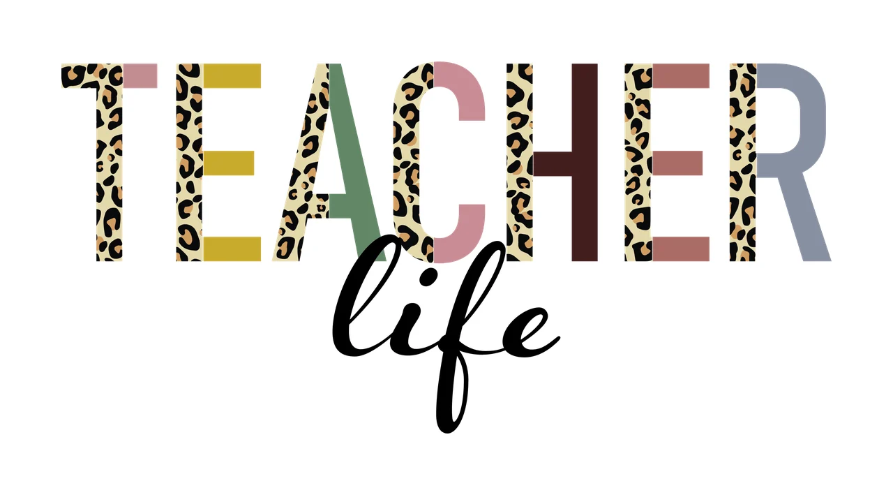 Teacher Life Typography Black Text minimalist graphic white