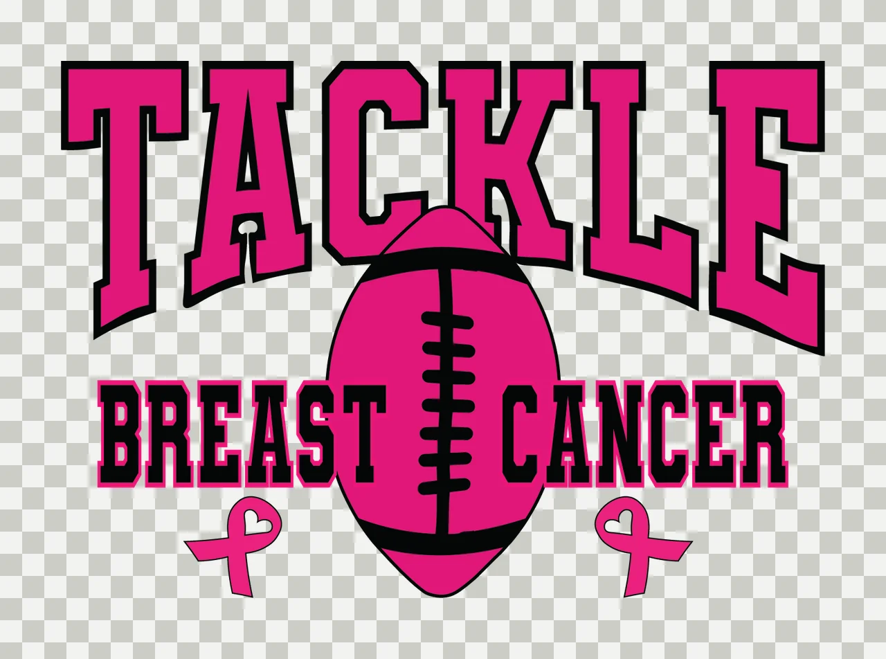 Tackle Breast Cancer With Ribbons football text arrangement transparency and detail preview thumbnail