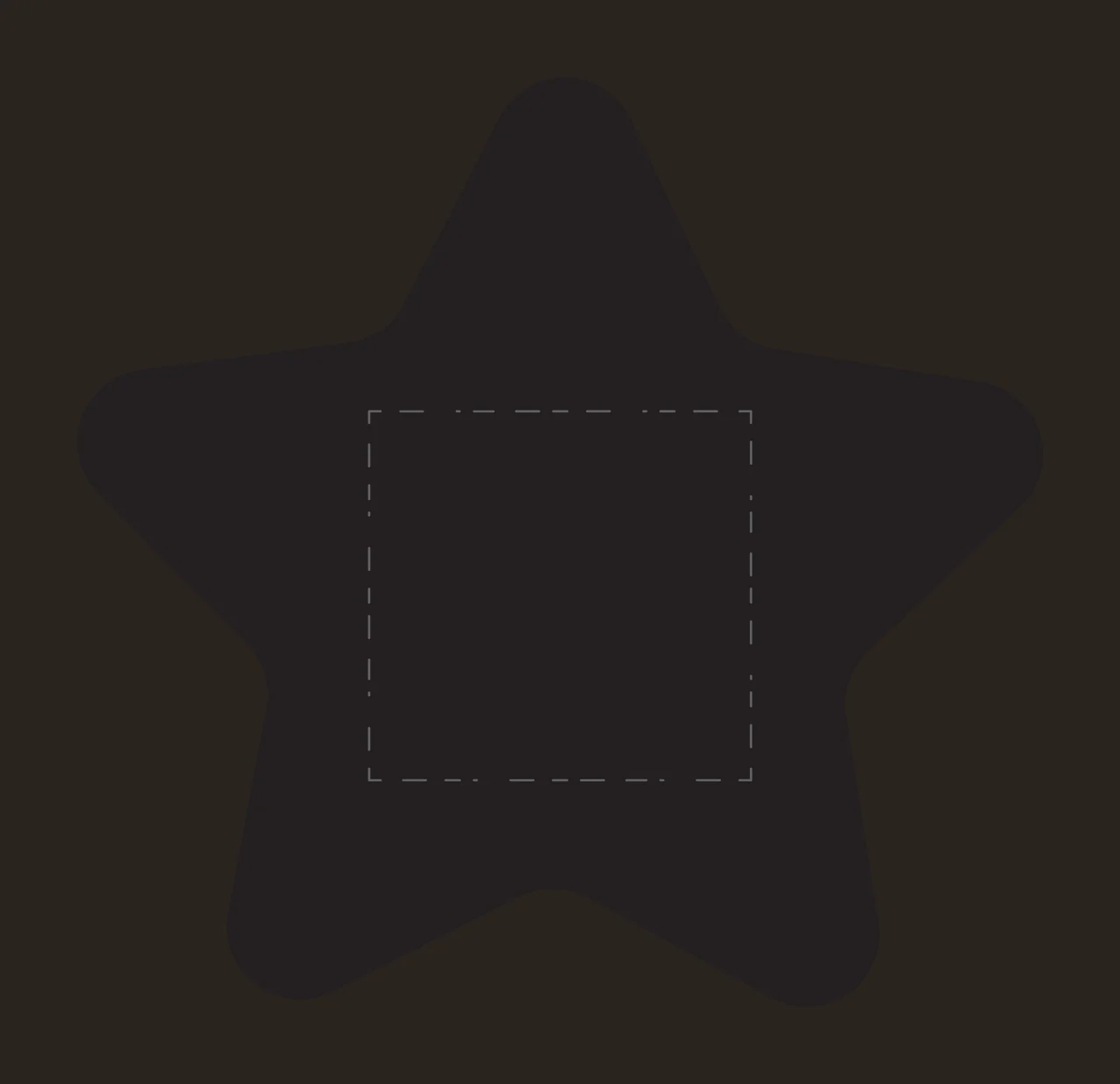 Black star-shaped design with central dashed square contrast preview thumbnail
