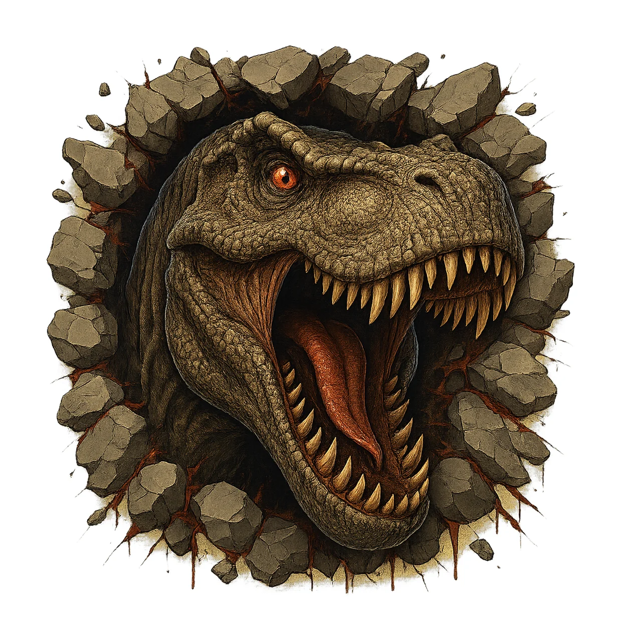 Rex Head for Sublimation Funny Dinosaur Artwork Rex Playing