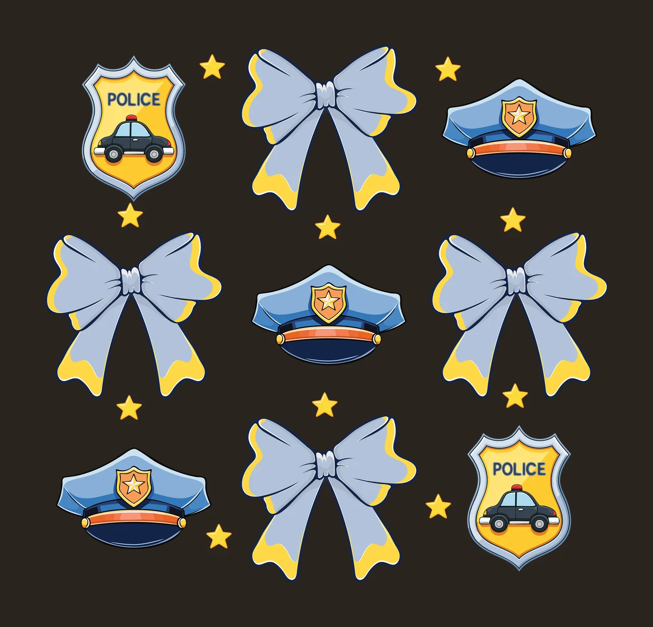 Shield Silhouette And Bow Star Icons shields arranged bows contrast preview thumbnail