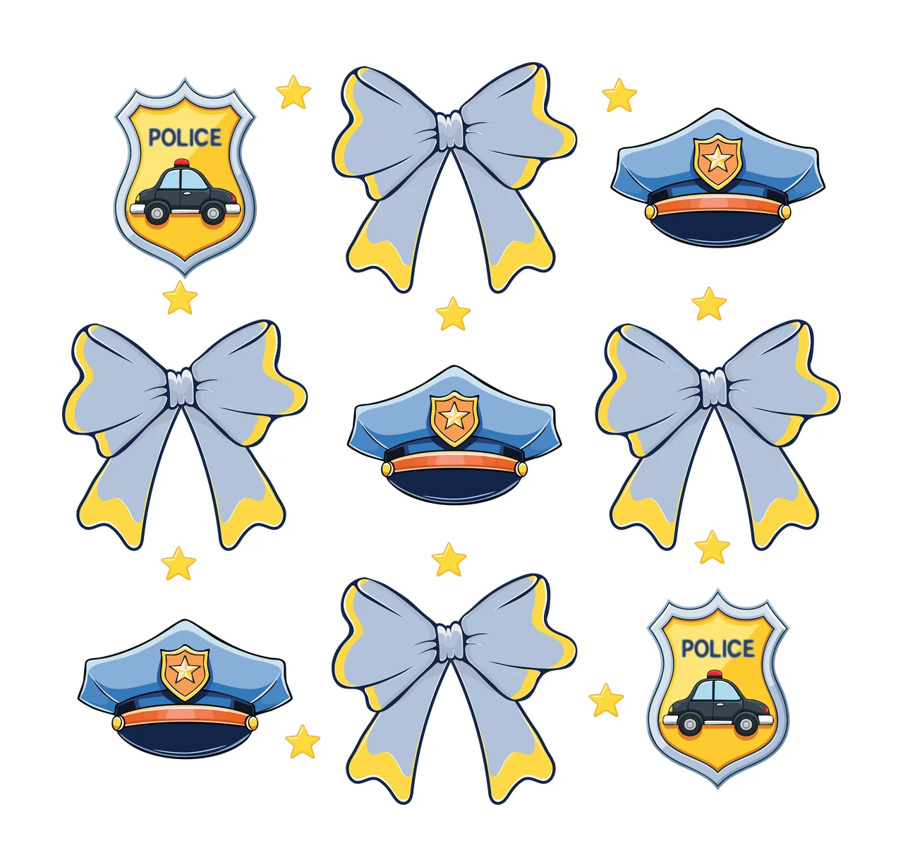 Shield Silhouette And Bow Star Icons shields arranged bows