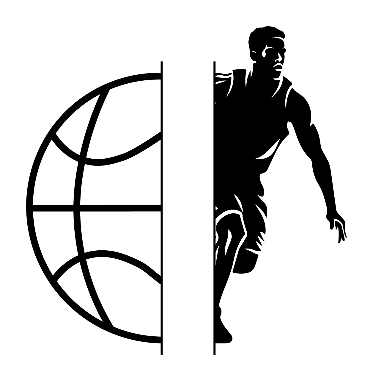Ball Dribbling Basketball Player Beside A Vertically Split human