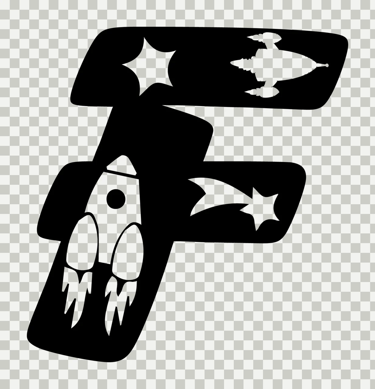 Space F Letter Decorated With Objects Star transparency and detail preview thumbnail