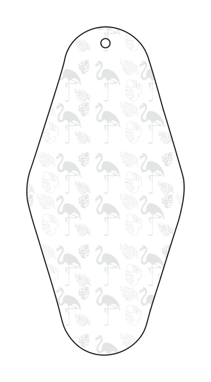 Classic Motel Keychain Flamingo And Tropical Leaf Patterned leaves