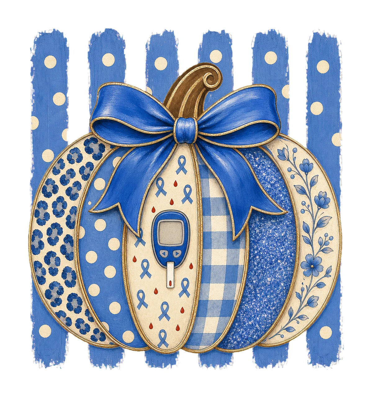 Diabetes Awareness Pumpkin Blue Coquette Variation B