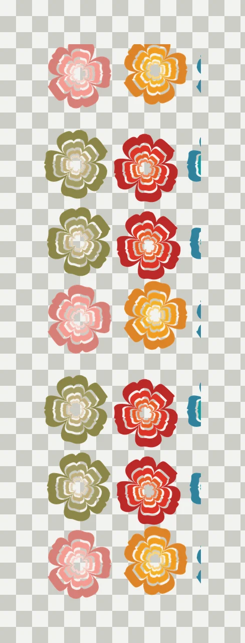 Vertical Columns Of Layered Flower Silhouettes aligning ornamental transparency and detail preview thumbnail