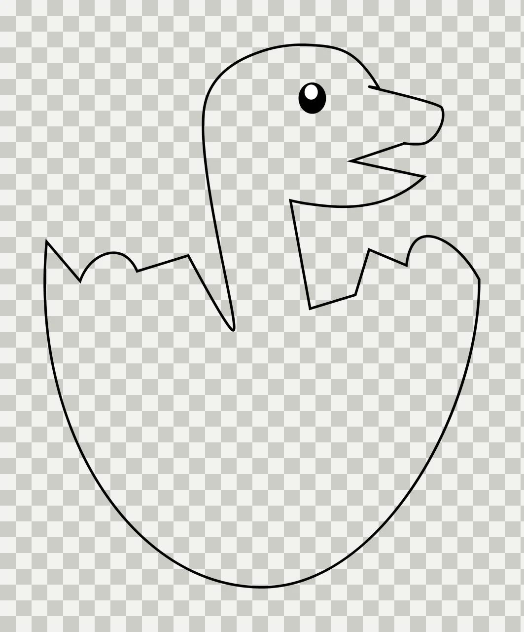 Baby Ducking Hatching From Egg Outline duckling eye line drawing transparency and detail preview thumbnail