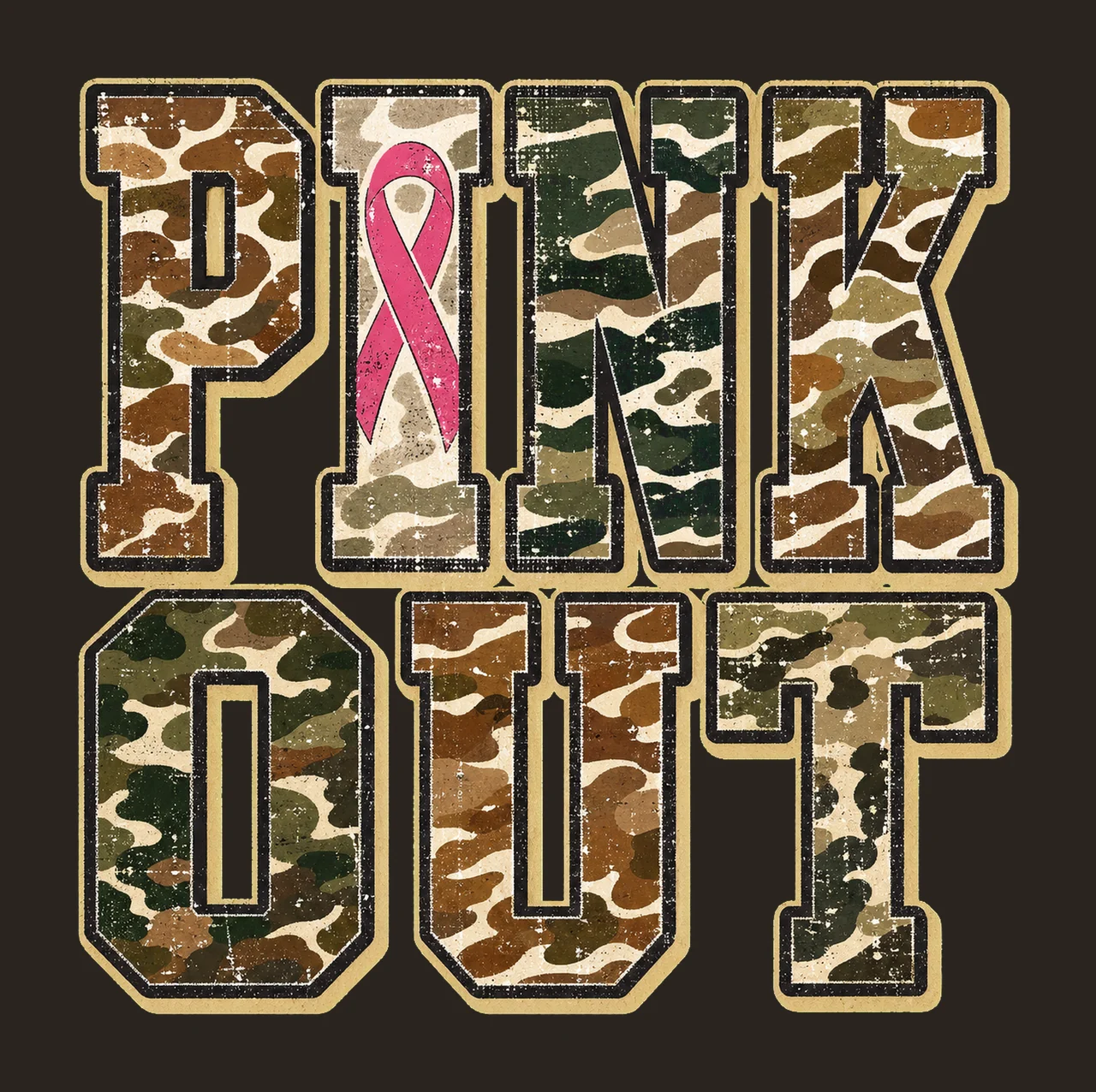 Retro Camo Pink Out Breast Cancer Awareness Variation B contrast preview thumbnail