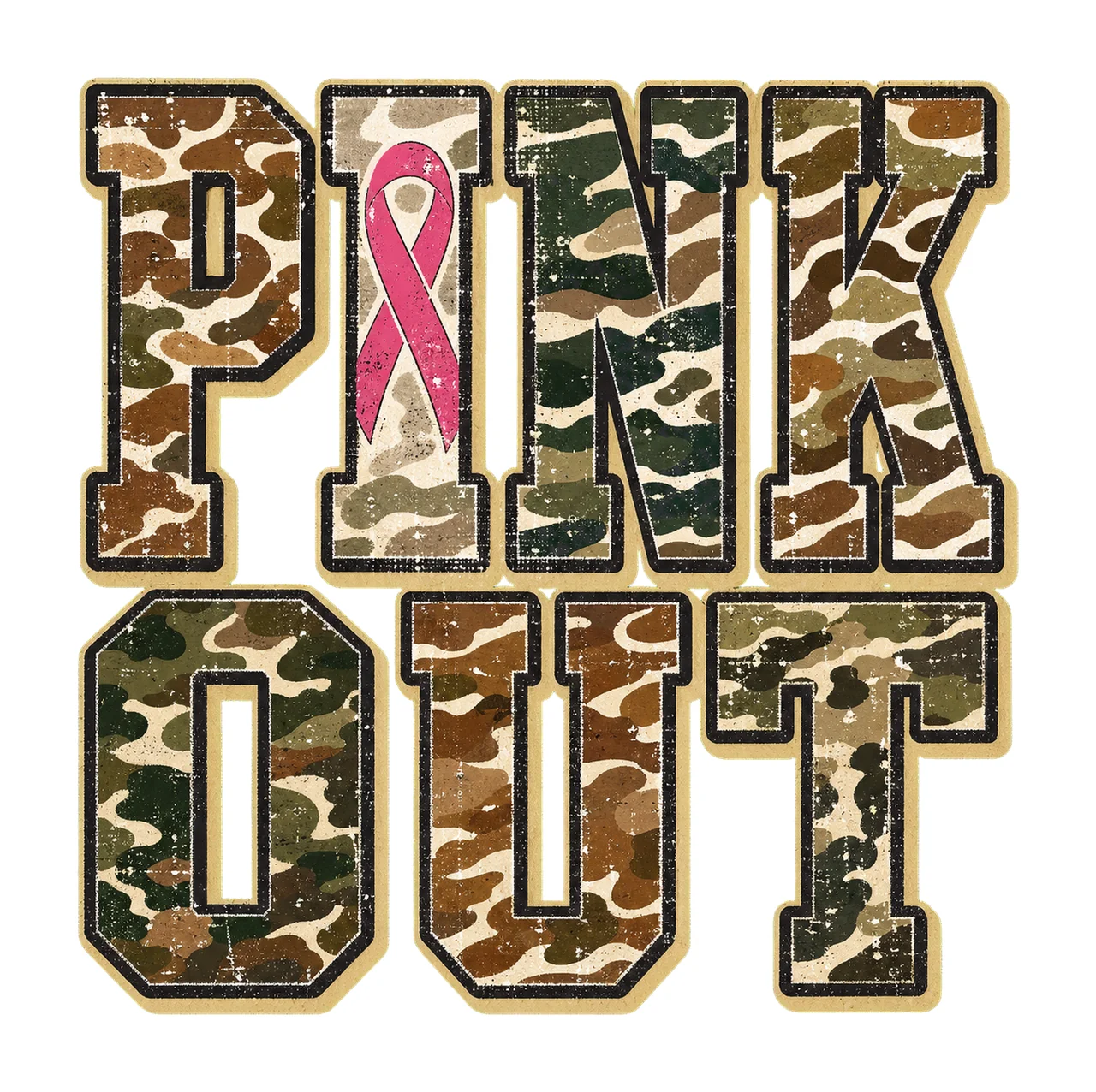 Retro Camo Pink Out Breast Cancer Awareness Variation B