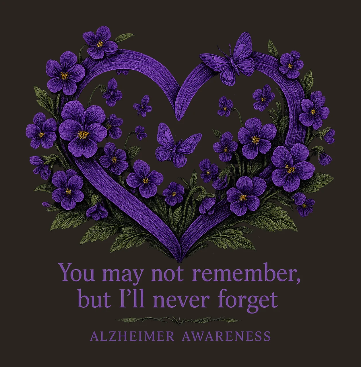 Alzheimers Disease Sweatshirt Purple Ribbon Awareness Forget contrast preview thumbnail