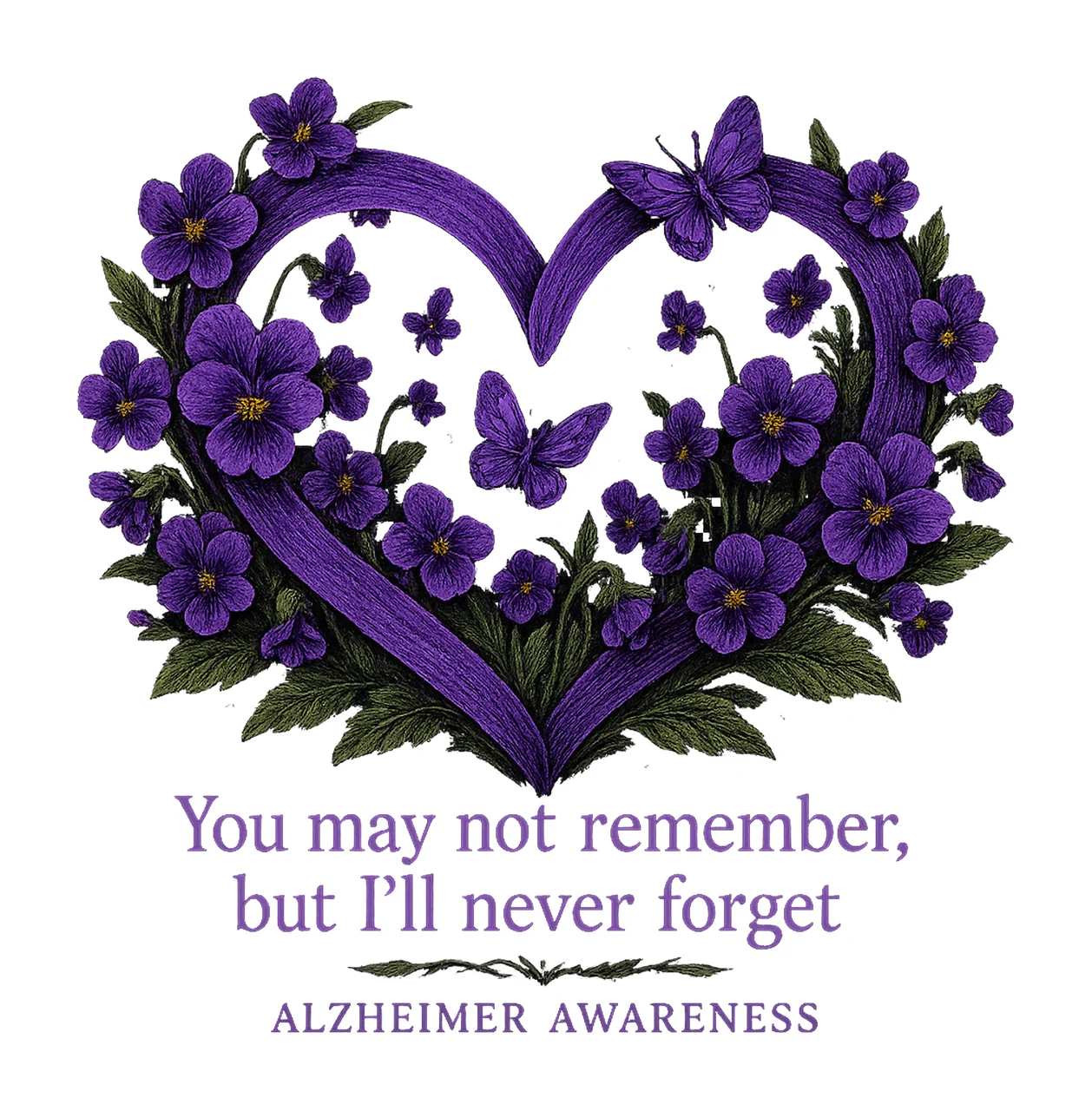 Alzheimers Disease Sweatshirt Purple Ribbon Awareness Forget