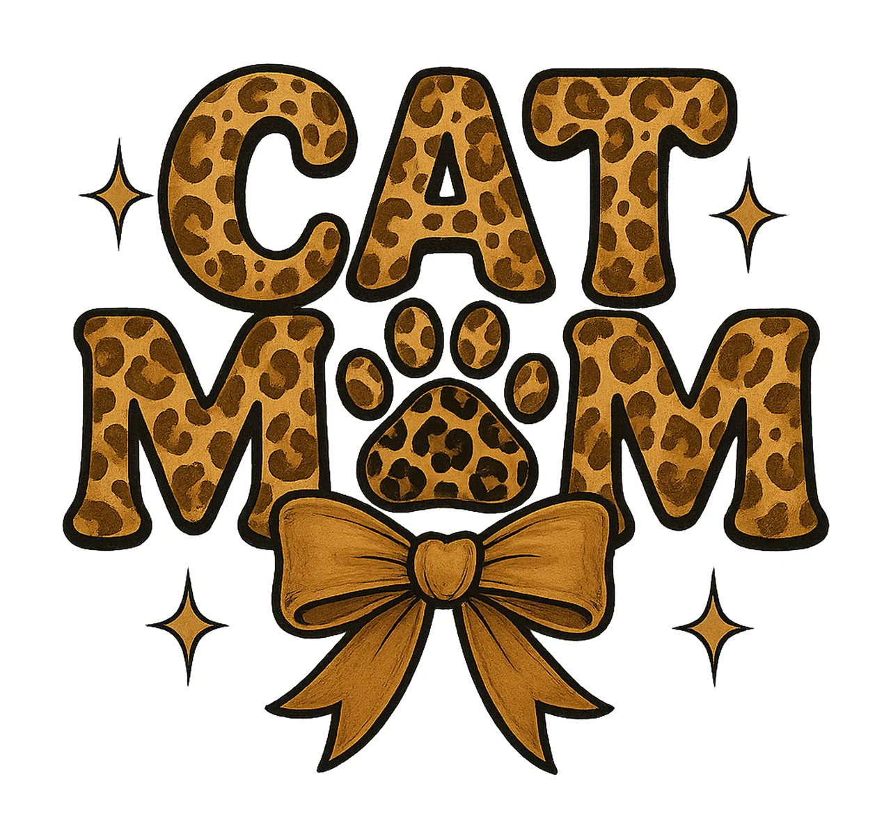 Cat Mom Sublimation Design Leopard Print Paw Cute Animal