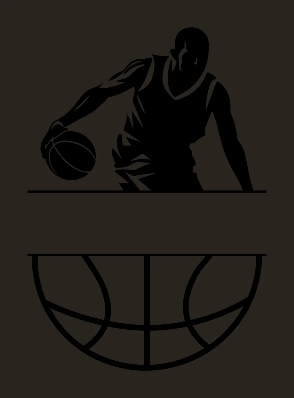 Ball Basketball Player Silhouette Dribbling Above A Divided human contrast preview thumbnail