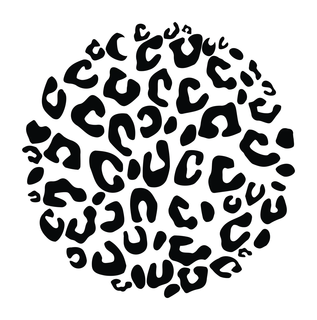 Abstract circular arrangement of black organic shapes Illustration with white background