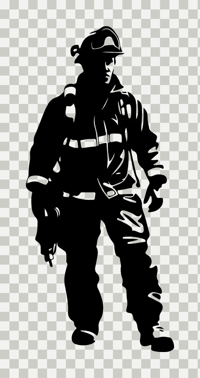 Standing Person In Firefighter Gear helmet protective boots transparency and detail preview thumbnail
