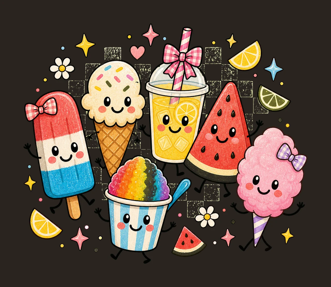 summer snacks 02 preppy checker sublimation instant shirt contrast preview thumbnail