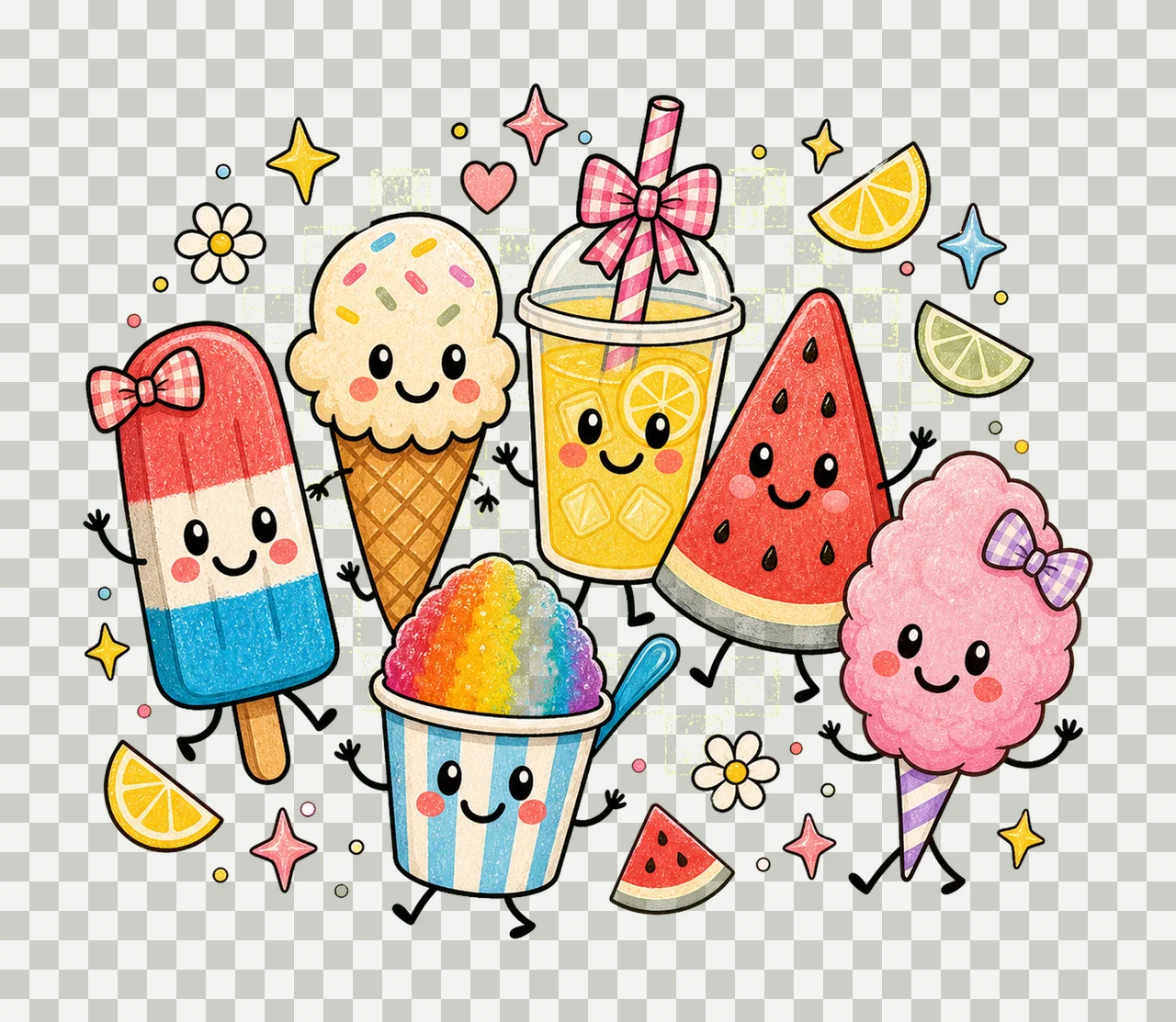 summer snacks 02 preppy checker sublimation instant shirt transparency and detail preview thumbnail