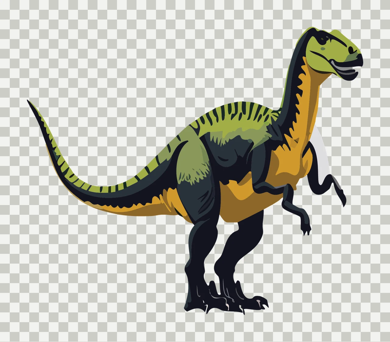 Dinosaur Sturdy Standing In Side View tail claws outline black transparency and detail preview thumbnail