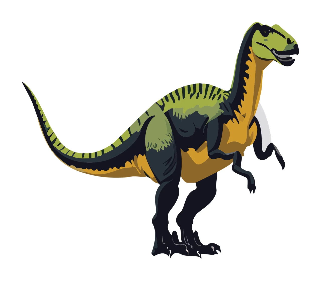 Dinosaur Sturdy Standing In Side View tail claws outline black