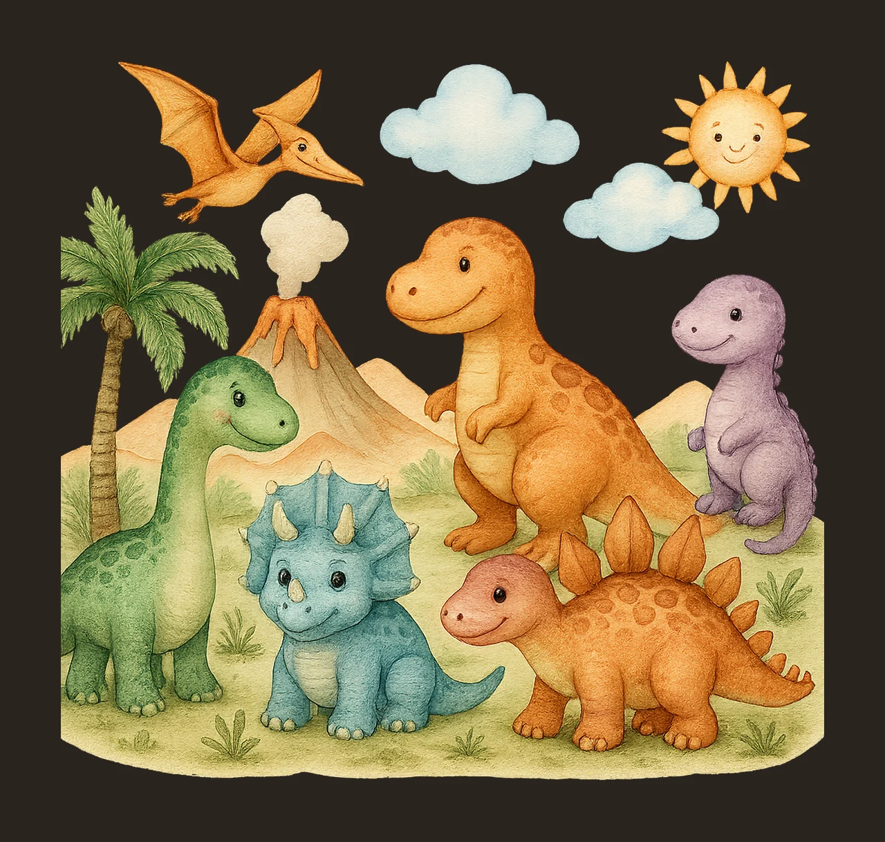 Pastel Dinosaur Artwork Cute Baby Dino Nursery Art Baby contrast preview thumbnail