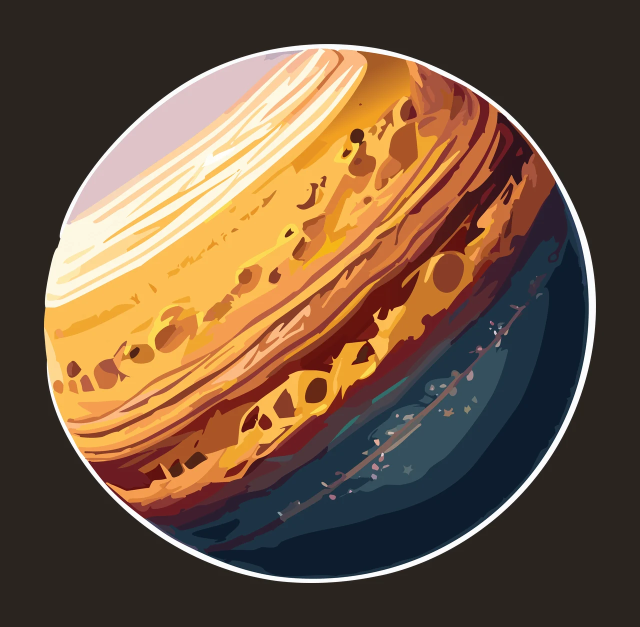 Space Circular Striped Celestial Planet Drawing sphere stripes contrast preview thumbnail