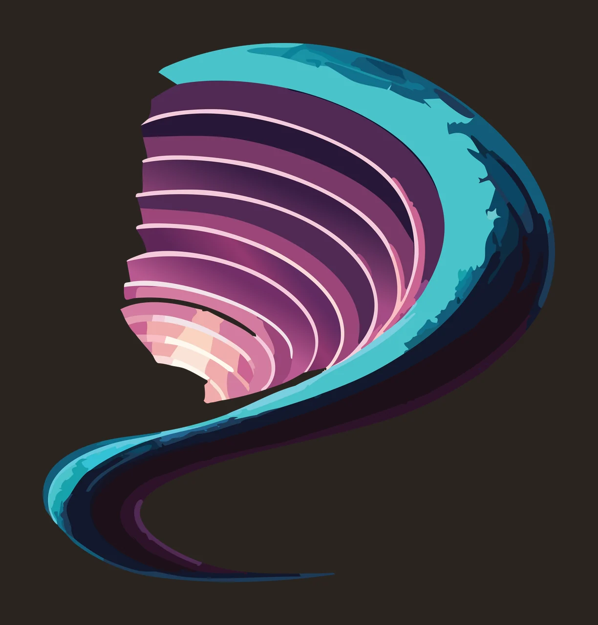 Abstract Flowing Curved Brush Stroke paint black grey white contrast preview thumbnail