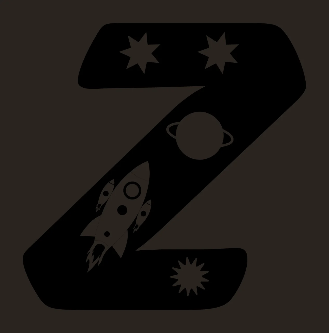 Space Letter Z Enclosing With Stars And Planet contrast preview thumbnail