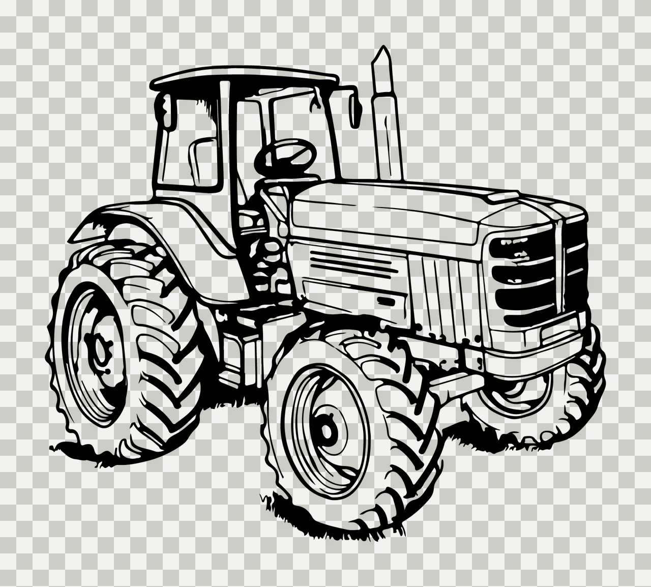 Heavy Duty Tractor Front Perspective stationary tires steering wheel transparency and detail preview thumbnail
