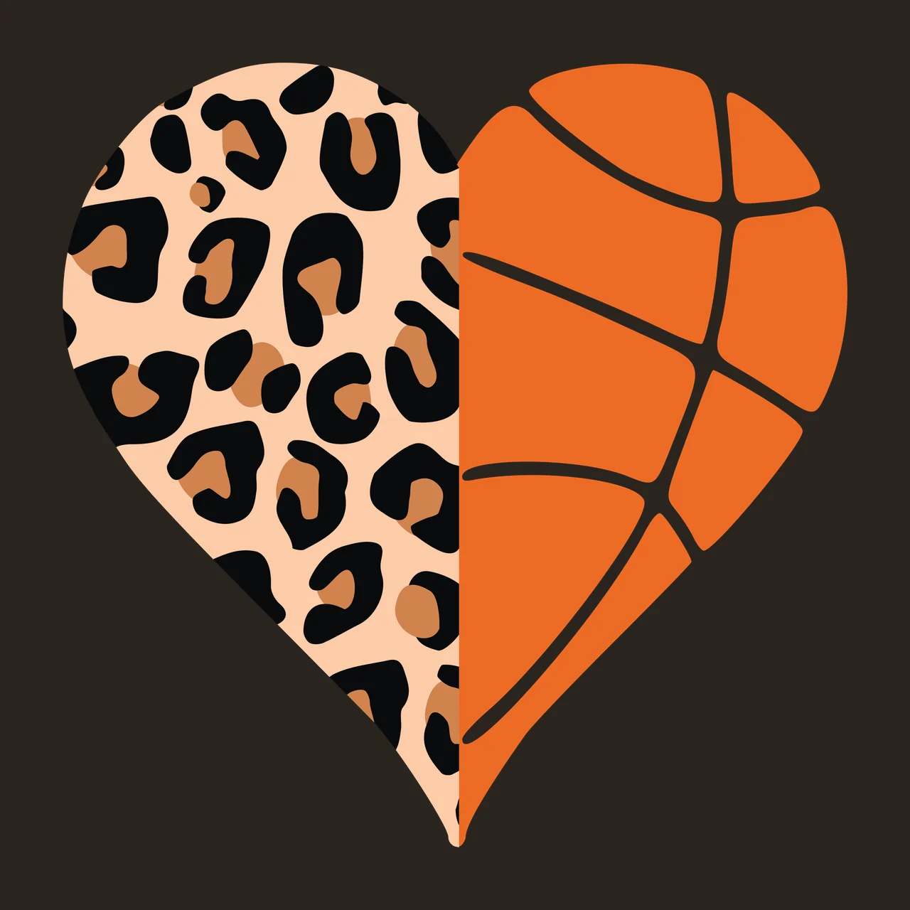 Heart Leopard Sports Shape Divided Into Print basketball black contrast preview thumbnail