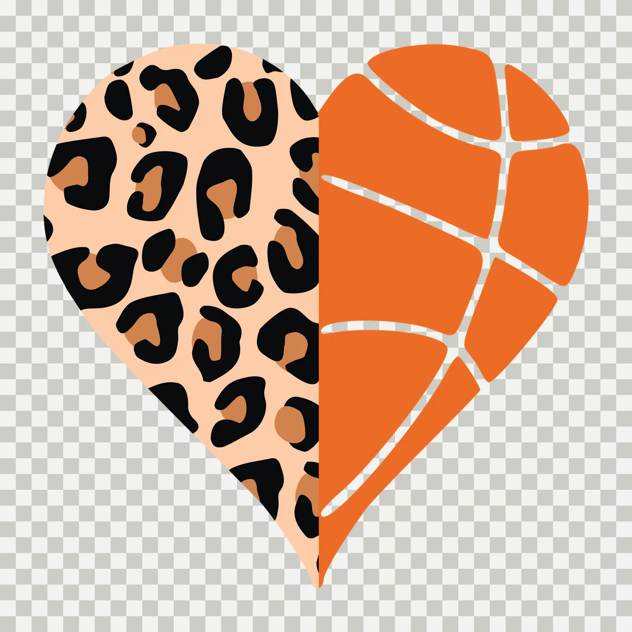 Heart Leopard Sports Shape Divided Into Print basketball black transparency and detail preview thumbnail