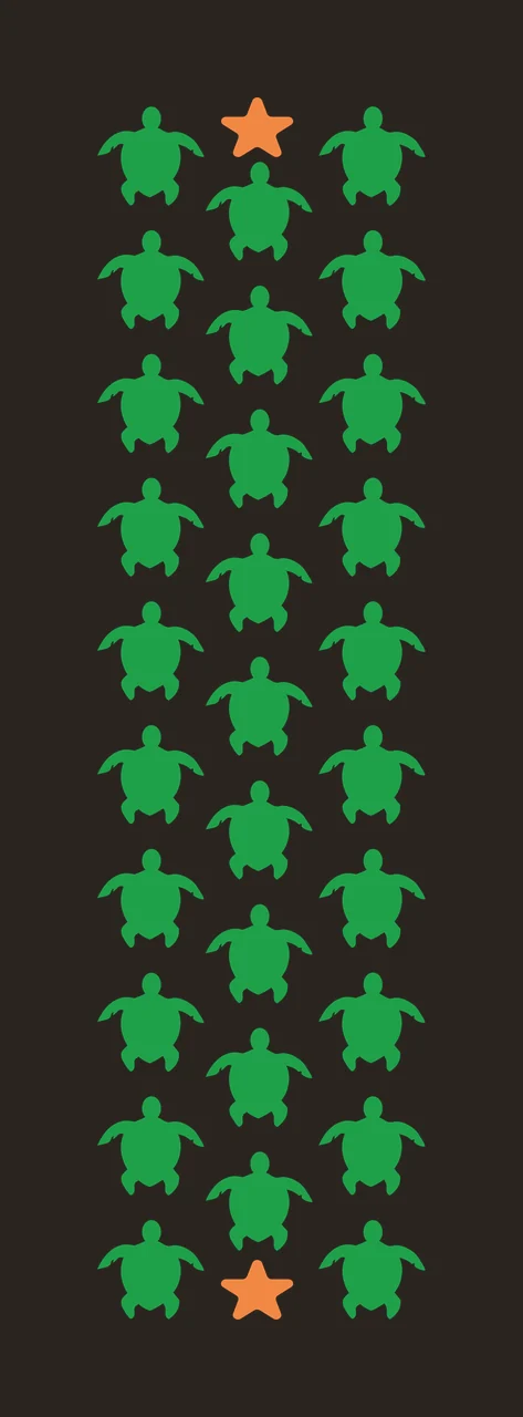 Turtles Vertical Row Of Sea swimming stars silhouette pattern contrast preview thumbnail