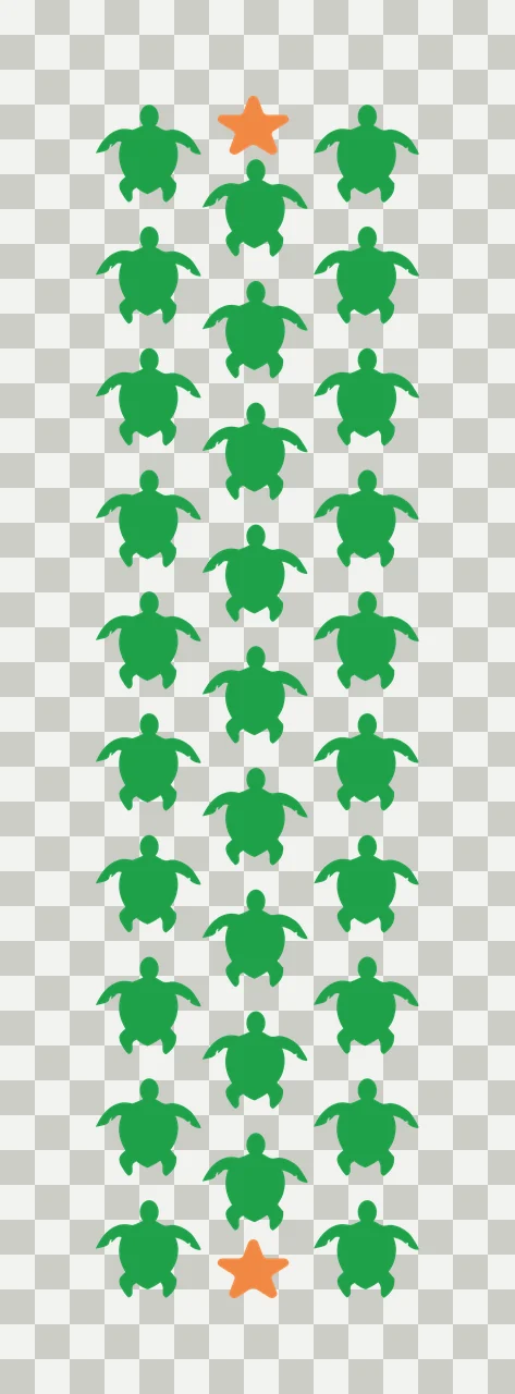 Turtles Vertical Row Of Sea swimming stars silhouette pattern transparency and detail preview thumbnail
