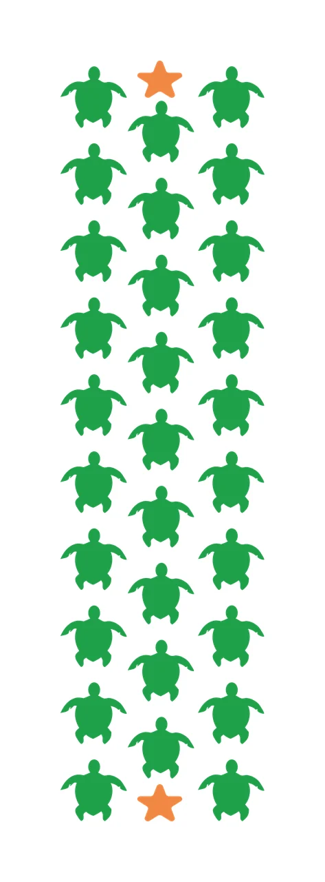 Turtles Vertical Row Of Sea swimming stars silhouette pattern