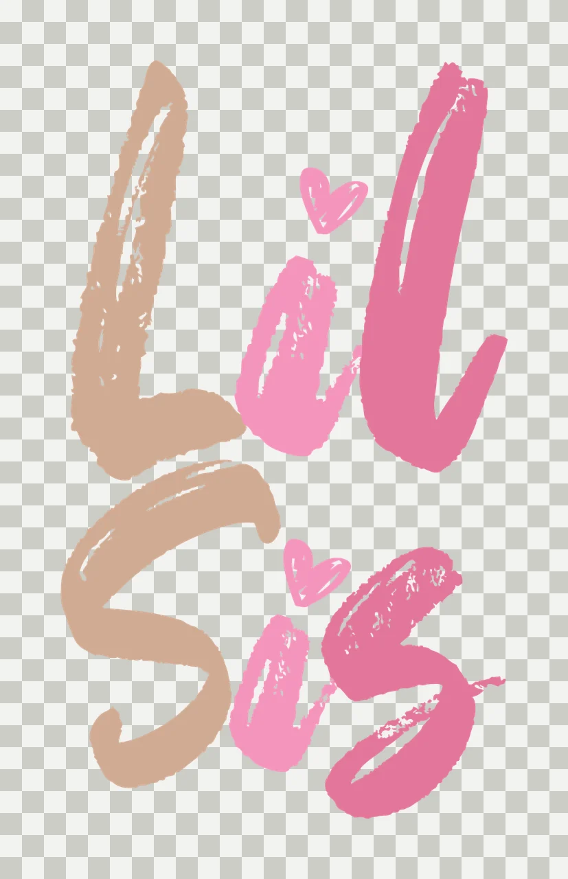 Lil Sis Brush Calligraphy Text heart stroke black white lettering transparency and detail preview thumbnail