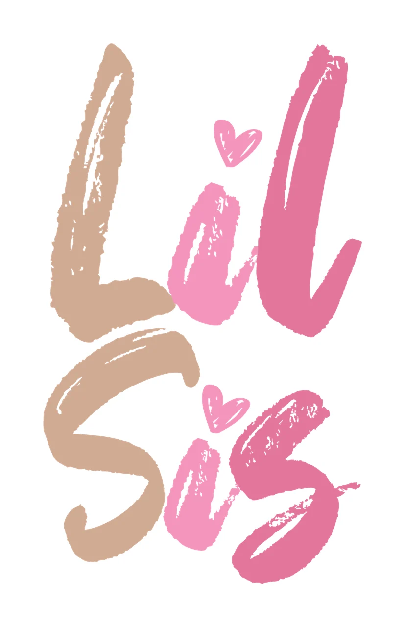 Lil Sis Brush Calligraphy Text heart stroke black white lettering