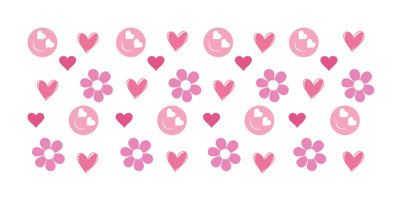 Can Glass Wrap Hearts Flowers And Circles Pattern filling heart
