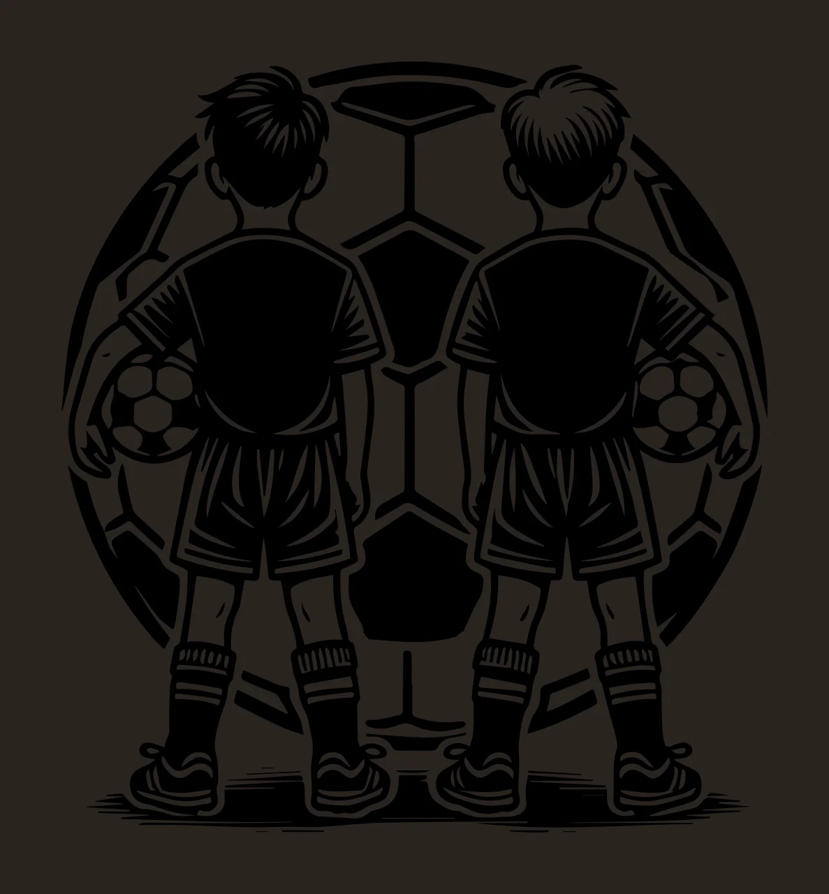 Soccer Ball Two Children Standing With Balls jersey shorts contrast preview thumbnail