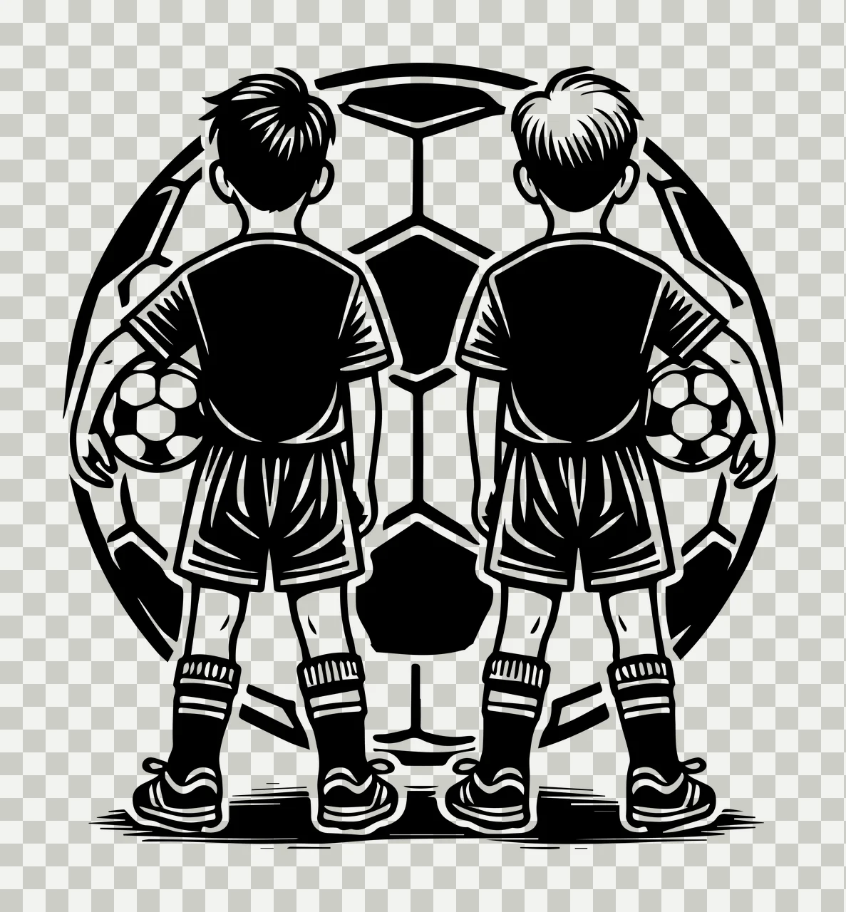 Soccer Ball Two Children Standing With Balls jersey shorts transparency and detail preview thumbnail