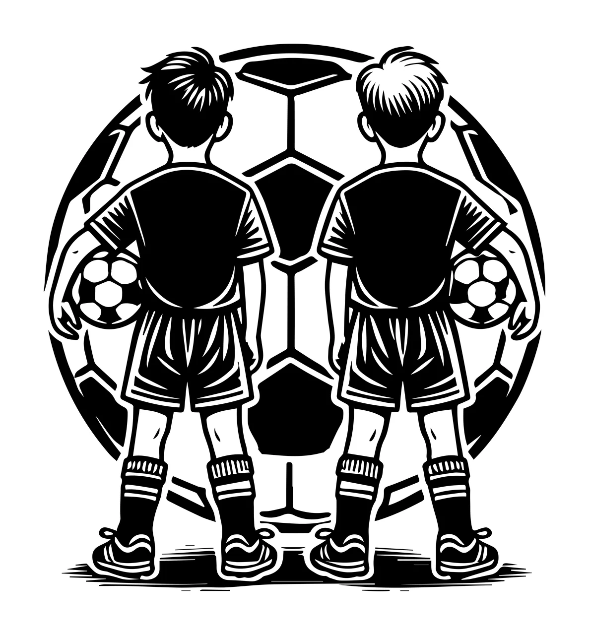 Soccer Ball Two Children Standing With Balls jersey shorts