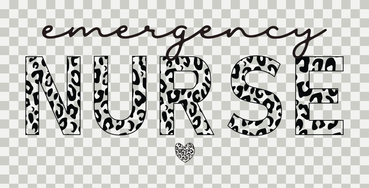 Emergency Nurse Text With Leopard Print Pattern written heart transparency and detail preview thumbnail