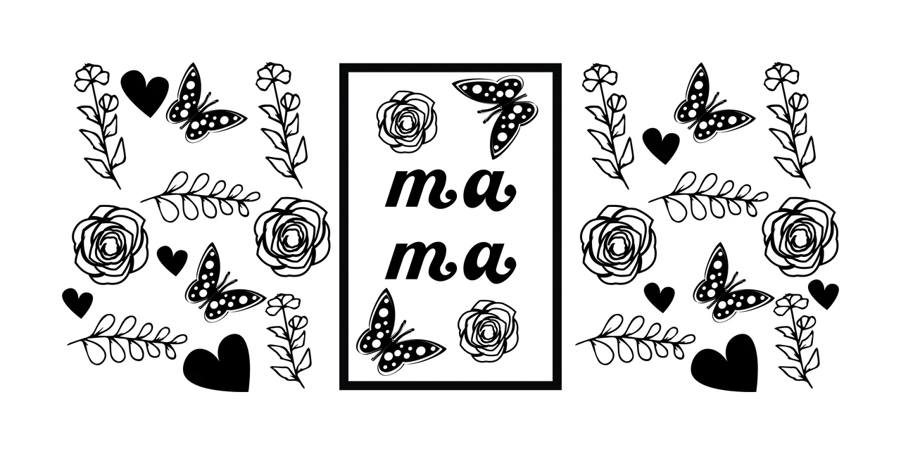 Can Glass Wrap Mama Framed Text With Flowers butterflies hearts