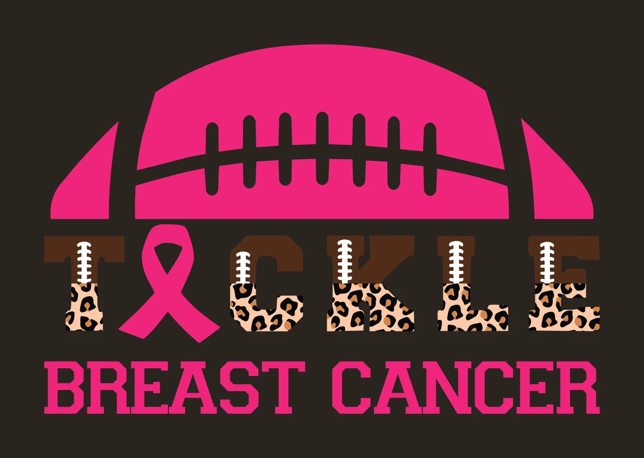 Tackle Breast Cancer Football Graphic Above Text and ribbon contrast preview thumbnail