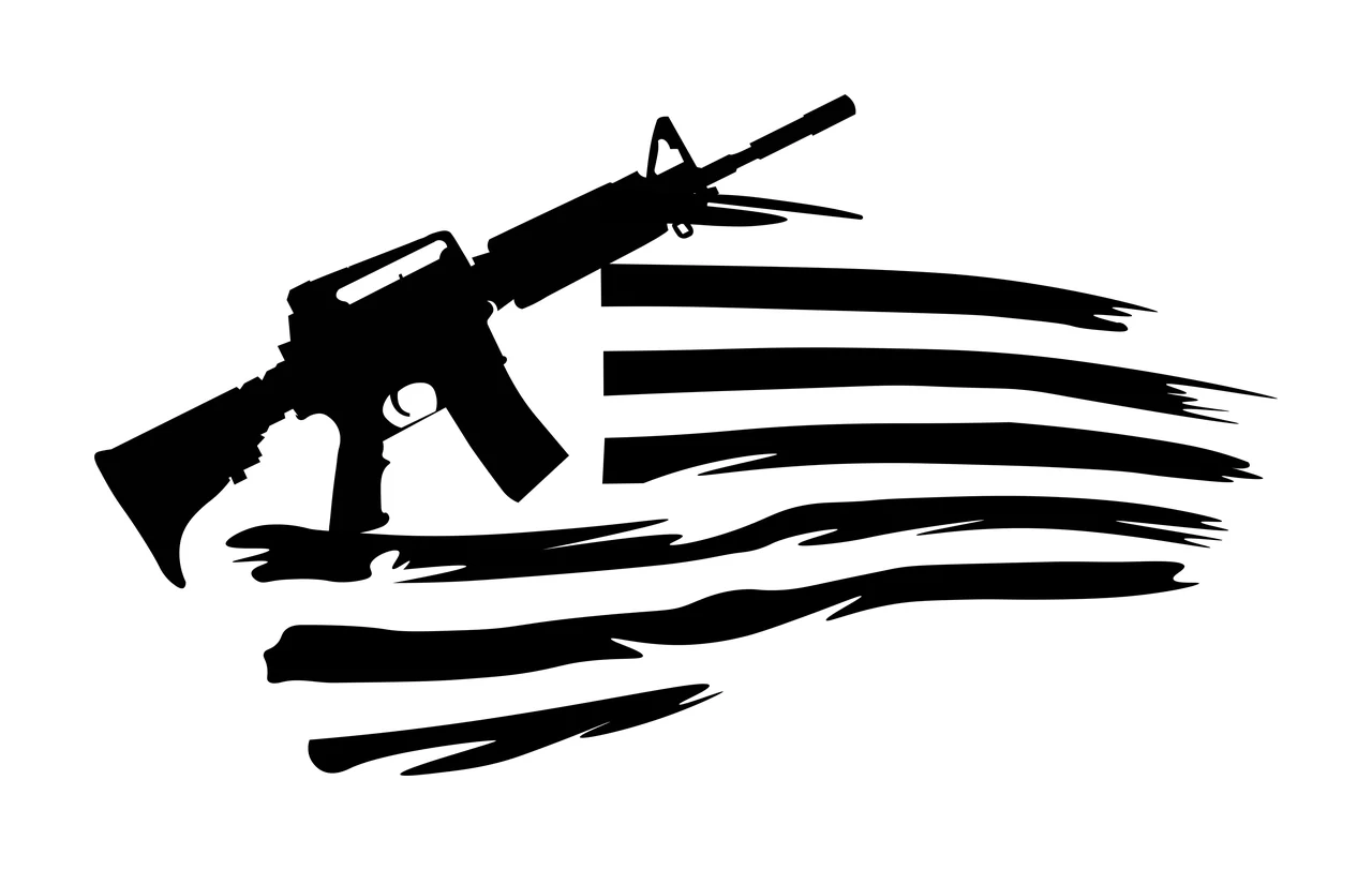 Black Silhouette Of A Rifle Over Stylized Flag gun stripes