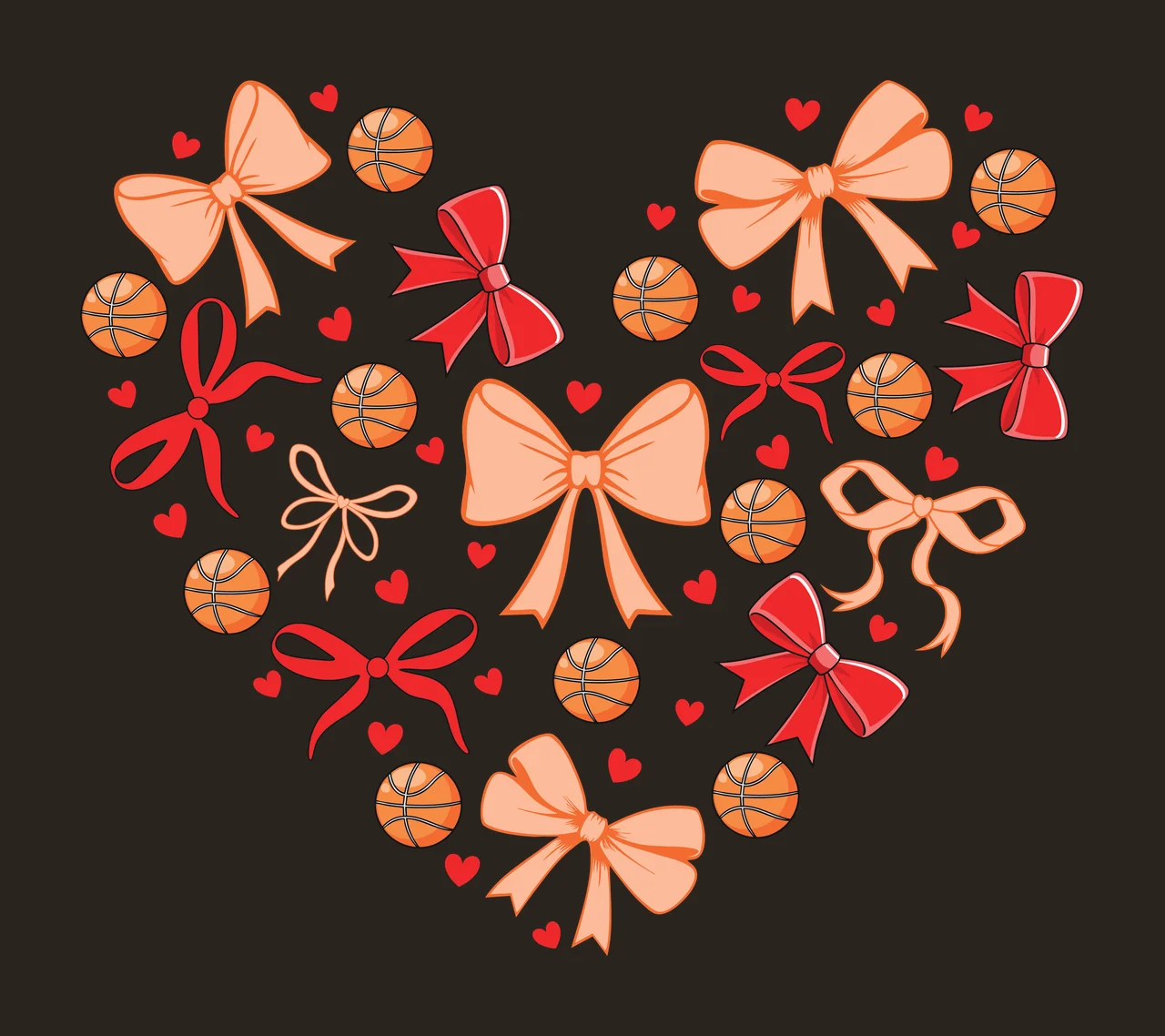 Hearts Bow Heart Shape Made Of Black Bows forming circles silhouette contrast preview thumbnail